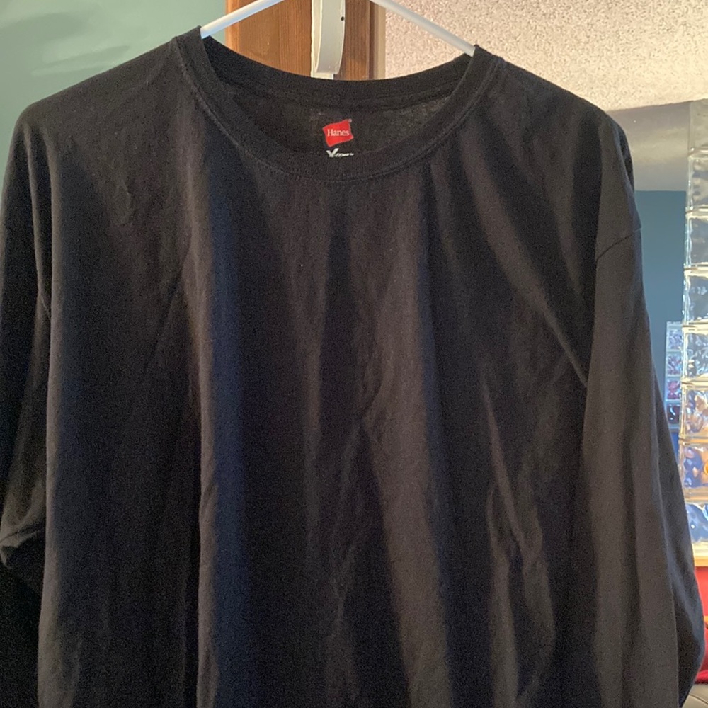 Boys Hanes X Temp Black Long Sleeve Tee Shirt Size L